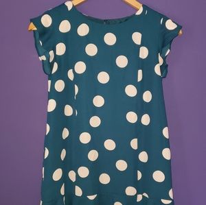 Drop-Waist Baby-Doll Dress with Big Polka Dots